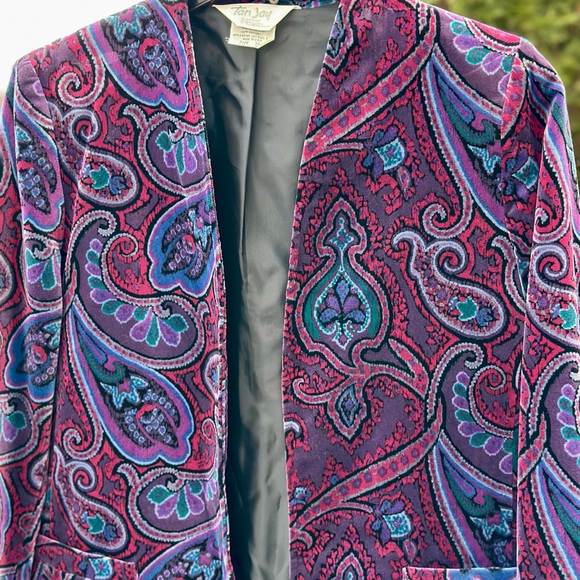 TanJay Multicolor Cotton Velvet Blazer - Picture 2 of 10